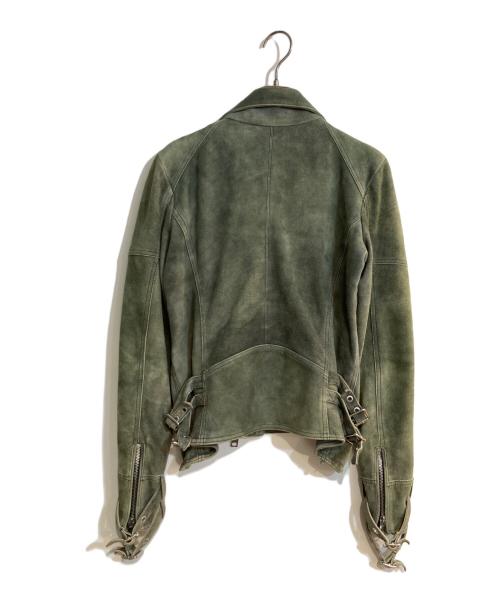 DIESEL（ディーゼル）DIESEL (ディーゼル) ゴートスキンスウェードライダースジャケット グリーン サイズ:Sの古着・服飾アイテム