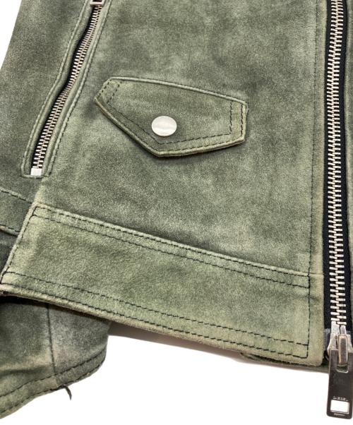 DIESEL（ディーゼル）DIESEL (ディーゼル) ゴートスキンスウェードライダースジャケット グリーン サイズ:Sの古着・服飾アイテム
