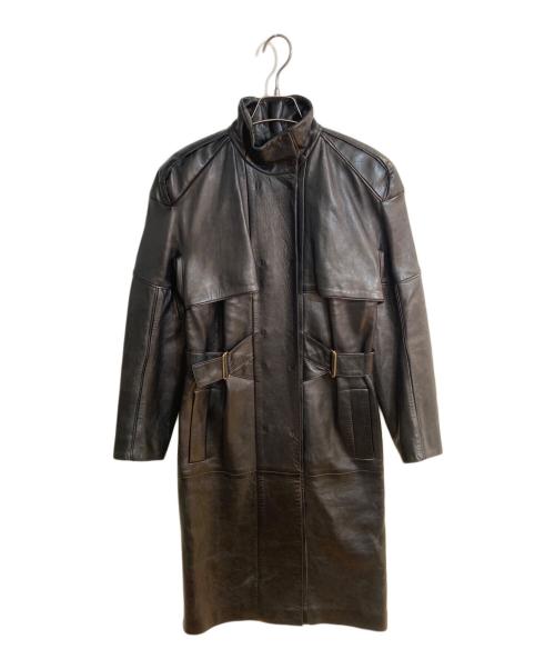 LOEWE（ロエベ）LOEWE (ロエベ) サイドアジャスタブルスタンドカラーラムレザーコート ブラック サイズ:36の古着・服飾アイテム