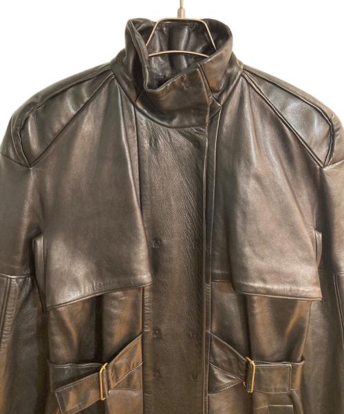 LOEWE（ロエベ）LOEWE (ロエベ) サイドアジャスタブルスタンドカラーラムレザーコート ブラック サイズ:36の古着・服飾アイテム
