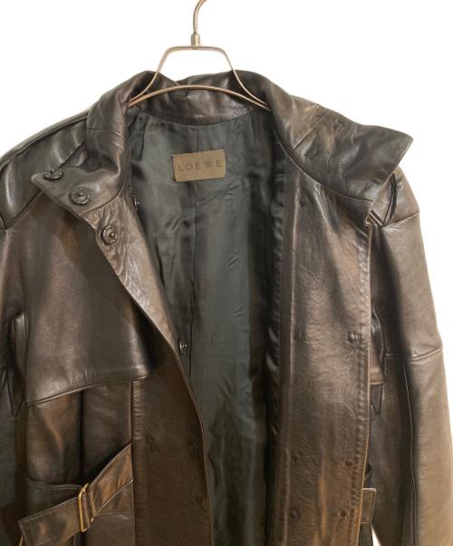 LOEWE（ロエベ）LOEWE (ロエベ) サイドアジャスタブルスタンドカラーラムレザーコート ブラック サイズ:36の古着・服飾アイテム