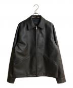 green label relaxingグリーンレーベルリラクシング）の古着「レザーライク ジップブルゾン」｜ブラック