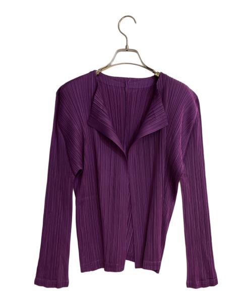 PLEATS PLEASE（プリーツプリーズ）PLEATS PLEASE (プリーツプリーズ) プリーツボレロカーディガン パープル サイズ:3の古着・服飾アイテム