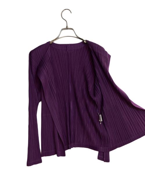 PLEATS PLEASE（プリーツプリーズ）PLEATS PLEASE (プリーツプリーズ) プリーツボレロカーディガン パープル サイズ:3の古着・服飾アイテム
