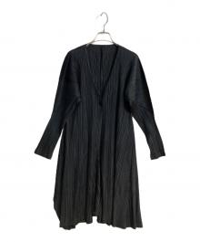 PLEATS PLEASE（プリーツプリーズ）の古着「プリーツロングカーディガン」｜ブラック