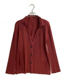 PLEATS PLEASE（プリーツプリーズ）の古着「プリーツテーラードジャケット」｜レッド