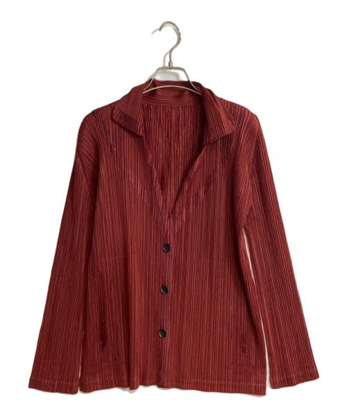 PLEATS PLEASE（プリーツプリーズ）PLEATS PLEASE (プリーツプリーズ) プリーツテーラードジャケット レッド サイズ:4の古着・服飾アイテム