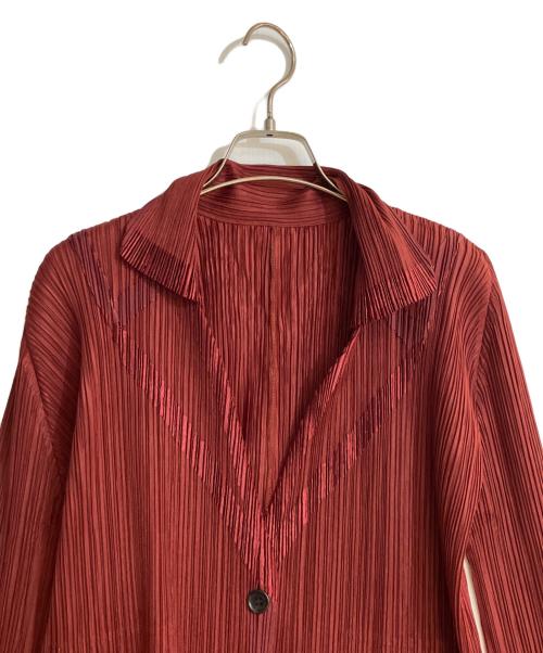PLEATS PLEASE（プリーツプリーズ）PLEATS PLEASE (プリーツプリーズ) プリーツテーラードジャケット レッド サイズ:4の古着・服飾アイテム