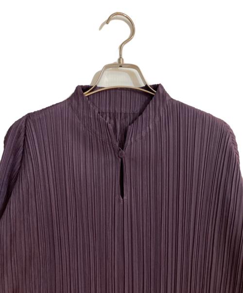PLEATS PLEASE（プリーツプリーズ）PLEATS PLEASE (プリーツプリーズ) スタンドカラープリーツミディドレス パープル サイズ:3の古着・服飾アイテム