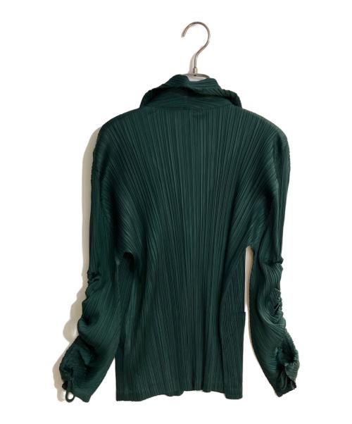 PLEATS PLEASE（プリーツプリーズ）PLEATS PLEASE (プリーツプリーズ) 変形プリーツジャケット グリーン サイズ:4の古着・服飾アイテム