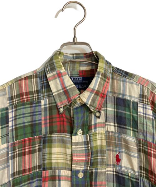 POLO RALPH LAUREN（ポロ・ラルフローレン）POLO RALPH LAUREN (ポロ・ラルフローレン) ポニー刺繍パッチワークマドラスチェックシャツ マルチカラー サイズ:Lの古着・服飾アイテム