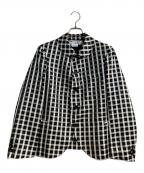 COMME des GARCONS COMME des GARCONSコムデギャルソン コムデギャルソン）の古着「25ss ラウンドカラーサテンチェックジャケット」｜ブラック