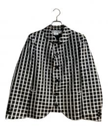 COMME des GARCONS COMME des GARCONS（コムデギャルソン コムデギャルソン）の古着「25ss ラウンドカラーサテンチェックジャケット」｜ブラック