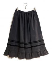 COMME des GARCONS GIRL（コムデギャルソンガール）の古着「24aw ベロア切替ウールスカート」｜ネイビー