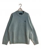 FRED PERRYフレッドペリー）の古着「フラッフィクルーネックセーター」｜スカイブルー