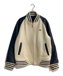 BURBERRY BLUE LABEL（バーバリー ブルー レーベル）の古着「袖レザージャケット」｜ベージュ×ネイビー
