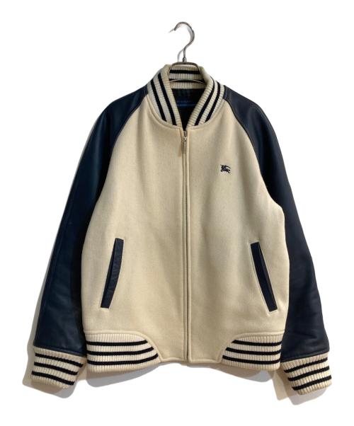 BURBERRY BLUE LABEL（バーバリー ブルー レーベル）BURBERRY BLUE LABEL (バーバリー ブルー レーベル) 袖レザージャケット ベージュ×ネイビー サイズ:Mの古着・服飾アイテム