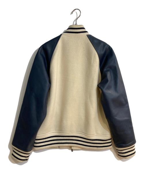 BURBERRY BLUE LABEL（バーバリー ブルー レーベル）BURBERRY BLUE LABEL (バーバリー ブルー レーベル) 袖レザージャケット ベージュ×ネイビー サイズ:Mの古着・服飾アイテム