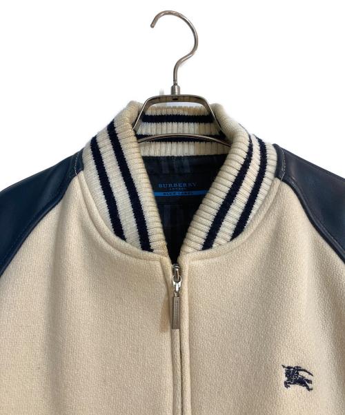 BURBERRY BLUE LABEL（バーバリー ブルー レーベル）BURBERRY BLUE LABEL (バーバリー ブルー レーベル) 袖レザージャケット ベージュ×ネイビー サイズ:Mの古着・服飾アイテム