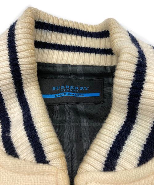 BURBERRY BLUE LABEL（バーバリー ブルー レーベル）BURBERRY BLUE LABEL (バーバリー ブルー レーベル) 袖レザージャケット ベージュ×ネイビー サイズ:Mの古着・服飾アイテム