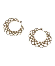 SIRISIRI（シリシリ）の古着「ARABESQUE EARRINGS HOOP WHT MINI/アラベスク イヤリングス フープ ホワイト ミニ」｜ベージュ