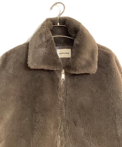 MONKEY TIME（モンキータイム）MONKEY TIME (モンキータイム) FAUX FUR ZIP BLSN/ブルゾン/フェイクファー ジップ ブルゾン ブラウン サイズ:XLの古着・服飾アイテム