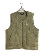 stussyステューシー）の古着「Recycled Nylon Liner Vest/リサイクル ナイロンライナー ベスト」｜グリーン