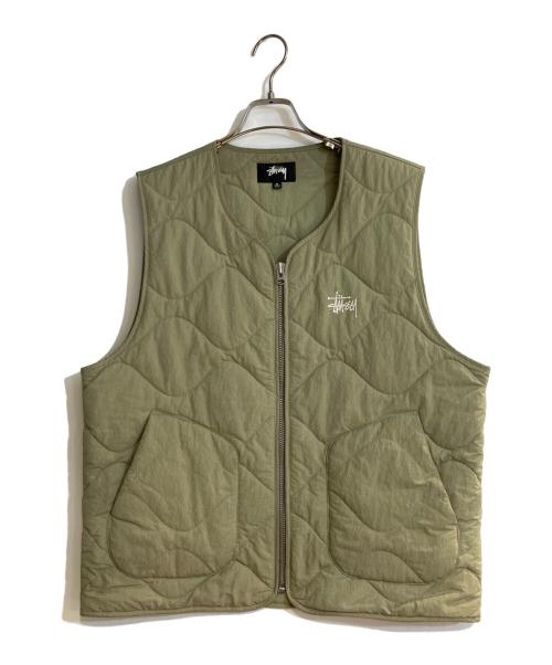 stussy（ステューシー）stussy (ステューシー) Recycled Nylon Liner Vest/リサイクル ナイロンライナー ベスト グリーン サイズ:Mの古着・服飾アイテム