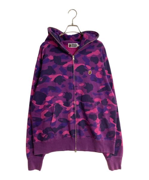A BATHING APE（アベイシングエイプ）A BATHING APE (アベイシングエイプ) カモ柄フルジップパーカー パープル サイズ:Ｌの古着・服飾アイテム