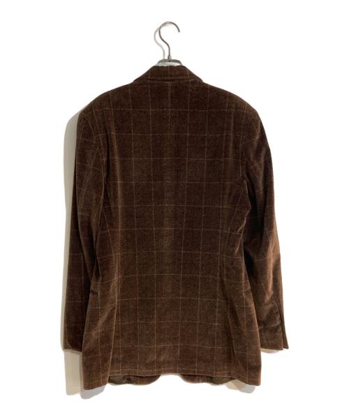 EMPORIO ARMANI（エンポリオ アルマーニ）EMPORIO ARMANI (エンポリオ アルマーニ) 90'sベロア3Bチェックテーラードジャケット ブラウン サイズ:46の古着・服飾アイテム