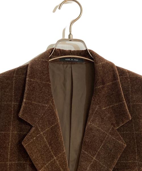 EMPORIO ARMANI（エンポリオ アルマーニ）EMPORIO ARMANI (エンポリオ アルマーニ) 90'sベロア3Bチェックテーラードジャケット ブラウン サイズ:46の古着・服飾アイテム
