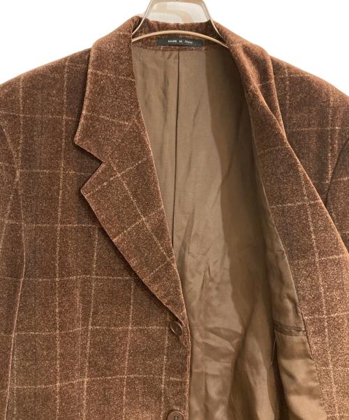 EMPORIO ARMANI（エンポリオ アルマーニ）EMPORIO ARMANI (エンポリオ アルマーニ) 90'sベロア3Bチェックテーラードジャケット ブラウン サイズ:46の古着・服飾アイテム