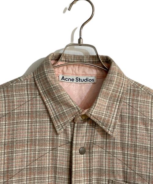 Acne studios（アクネ ストゥディオズ）ACNE STUDIOS (アクネ ストゥディオズ) 中綿チェックシャツジャケット ベージュ サイズ:48の古着・服飾アイテム