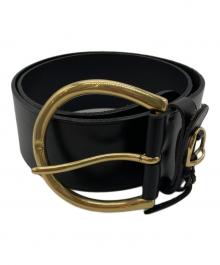 RALPH LAUREN（ラルフローレン）の古着「リングバックルレザーベルト」｜ブラック