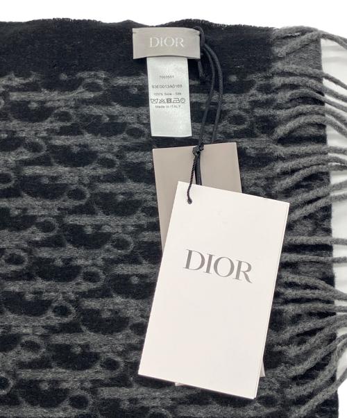 Dior（ディオール）Dior (ディオール) オブリーク柄シルクマフラー グレー 未使用品の古着・服飾アイテム