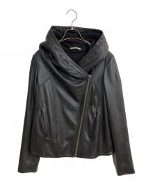 HELMUT LANG（ヘルムートラング）の古着「ラムレザーフーディジャケット」｜ブラック