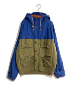 POLO RALPH LAURENポロ・ラルフローレン）の古着「ナイロンスウェット切替マウンテンパーカー」｜ブルー×カーキ