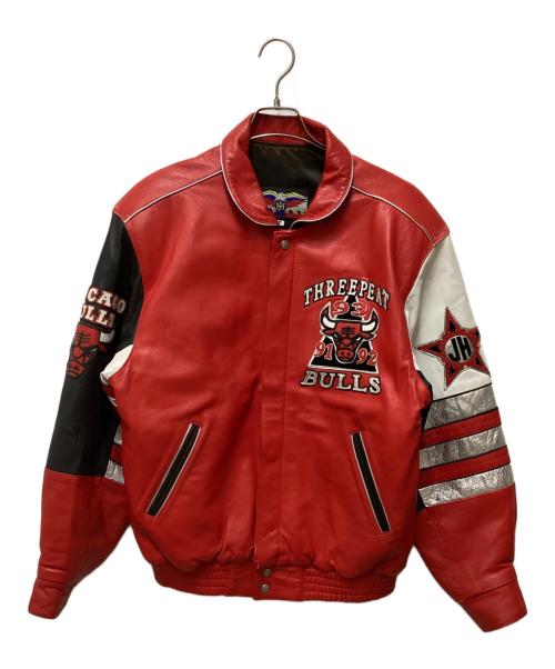 JEFF HAMILTON（ジェフハミルトン）JEFF HAMILTON (ジェフハミルトン) CHICAGO BULLS 3PEAT JACKET レッド サイズ:Mの古着・服飾アイテム