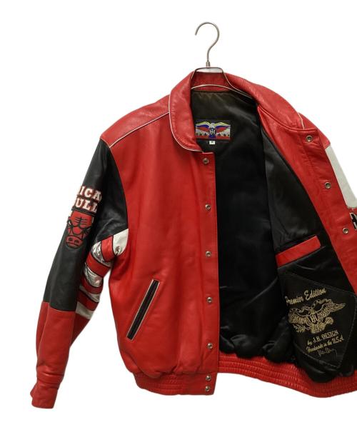 JEFF HAMILTON（ジェフハミルトン）JEFF HAMILTON (ジェフハミルトン) CHICAGO BULLS 3PEAT JACKET レッド サイズ:Mの古着・服飾アイテム