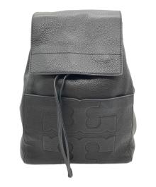 TORY BURCH（トリーバーチ）の古着「レザーフラップバックパック」｜ブラック