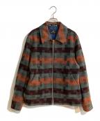 PS Paul SmithＰＳポールスミス）の古着「モザイクボーダー ツィードブルゾン ショート」｜オレンジ