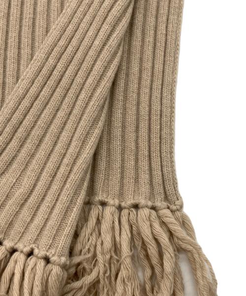 MaxMara（マックスマーラ）MaxMara (マックスマーラ) カシミヤ混ウールフリンジマフラー ベージュの古着・服飾アイテム