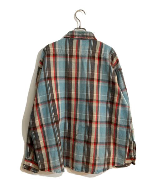 SAINT MICHAEL（セントマイケル）SAINT MICHAEL (セントマイケル) FLANNEL SHIRT CHECK BLUE スカイブルー サイズ:Ｌの古着・服飾アイテム