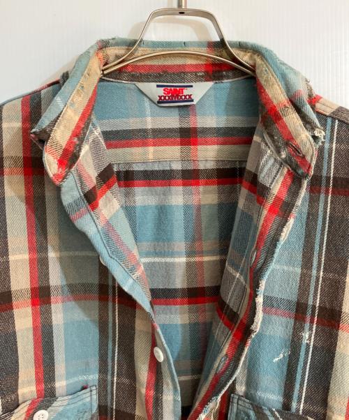 SAINT MICHAEL（セントマイケル）SAINT MICHAEL (セントマイケル) FLANNEL SHIRT CHECK BLUE スカイブルー サイズ:Ｌの古着・服飾アイテム