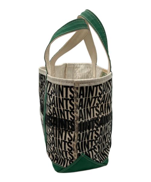 SAINT MICHAEL（セントマイケル）SAINT MICHAEL (セントマイケル) SAINT Tote Bag セントトートバッグ ホワイト×グリーンの古着・服飾アイテム