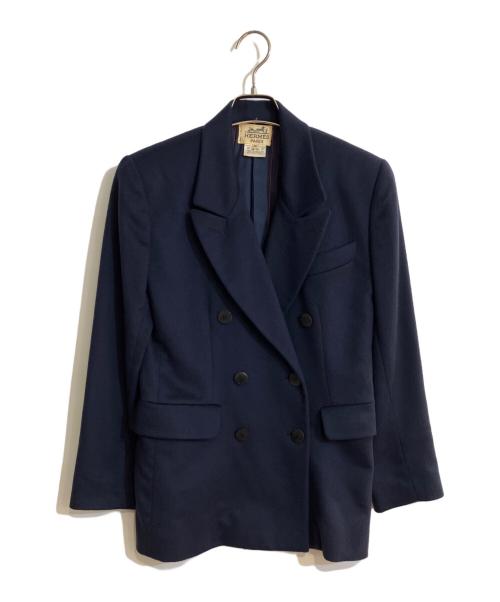HERMES（エルメス）HERMES (エルメス) カシミヤダブルテーラードジャケット ネイビー サイズ:38の古着・服飾アイテム