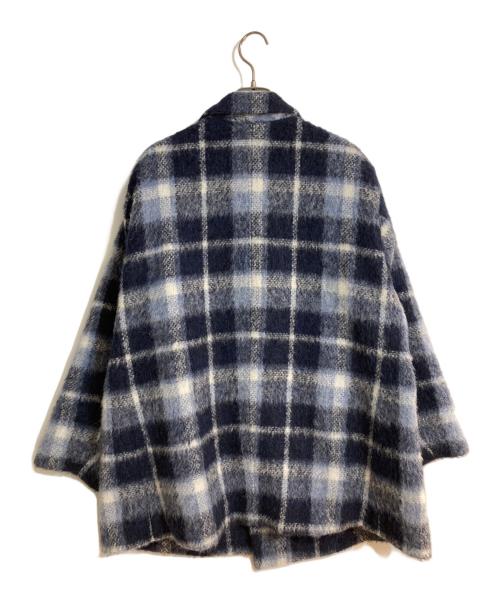 23区（ニジュウサンク）23区 (ニジュウサンク) アルパカシャギーチェックコート ブルー サイズ:48(17REG)の古着・服飾アイテム