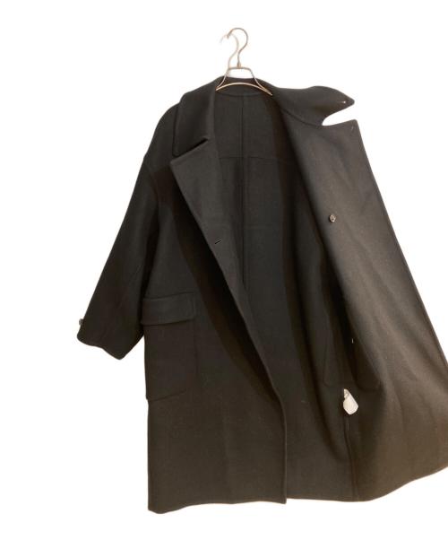 YOKE（ヨーク）YOKE (ヨーク) Wool Cashmere Double Breasted Rever Coat/ウールカシミヤダブルブレストリバーコート ブラック サイズ:2の古着・服飾アイテム