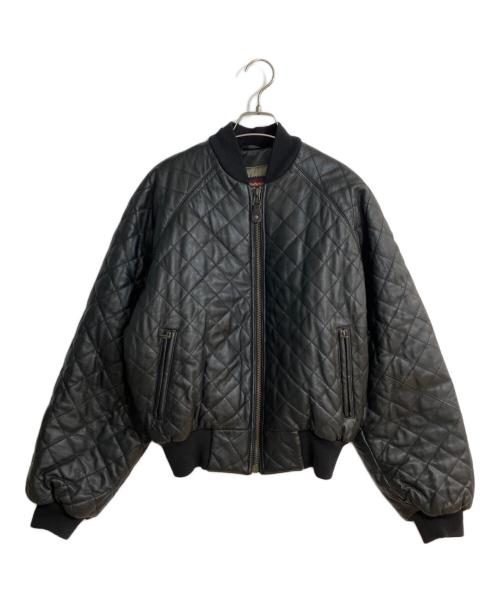 EMPORIO ARMANI（エンポリオ アルマーニ）EMPORIO ARMANI (エンポリオ アルマーニ) オールドレザーキルティングジャケット ブラック サイズ:48の古着・服飾アイテム