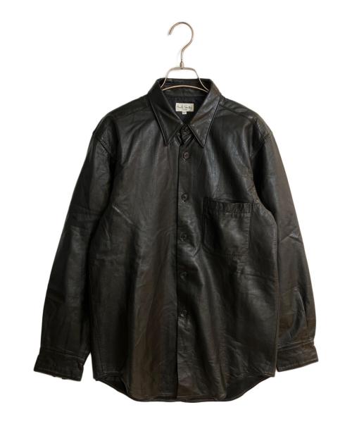 PAUL SMITH（ポールスミス）PAUL SMITH (ポールスミス) カウレザーシャツ ブラック サイズ:Ｌの古着・服飾アイテム